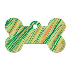 Green And Orange Pattern Dog Tag Bone (one Side)