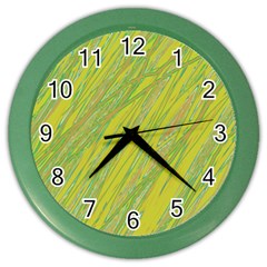 Green And Yellow Van Gogh Pattern Color Wall Clocks