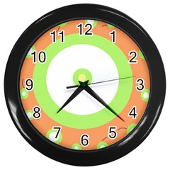 Green And Orange Design Wall Clocks (black)