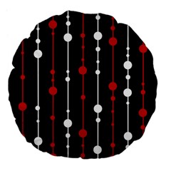 Red Black And White Pattern Large 18  Premium Flano Round Cushions