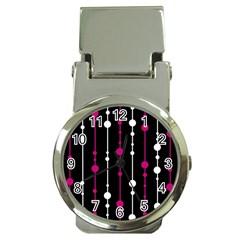 Magenta White And Black Pattern Money Clip Watches