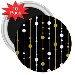 Yellow, Black And White Pattern 3  Magnets (10 Pack) 