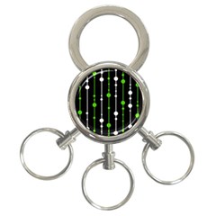 Green, White And Black Pattern 3-ring Key Chains