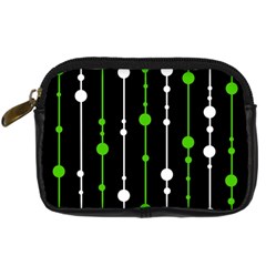 Green, White And Black Pattern Digital Camera Cases by Valentinaart