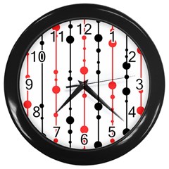 Red, Black And White Pattern Wall Clocks (black)