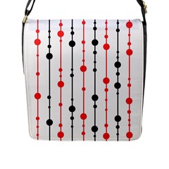 Red, Black And White Pattern Flap Messenger Bag (l) 