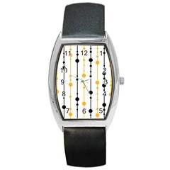 Yellow, Black And White Pattern Barrel Style Metal Watch