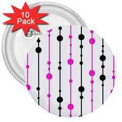 Magenta, Black And White Pattern 3  Buttons (10 Pack) 