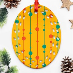 Yellow, Green And Red Pattern Ornament (oval Filigree) 