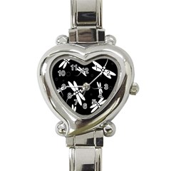 Dragonflies Pattern Heart Italian Charm Watch