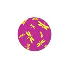 Purple And Yellow Dragonflies Pattern Golf Ball Marker