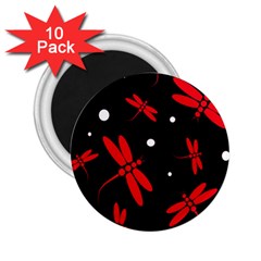 Red, Black And White Dragonflies 2 25  Magnets (10 Pack) 