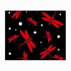 Red, Black And White Dragonflies Small Glasses Cloth (2-side)