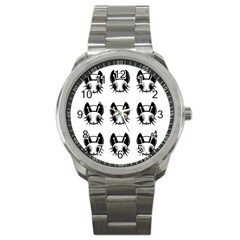 Black And White Fireflies Patten Sport Metal Watch