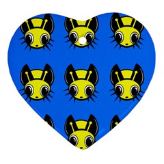 Yellow And Blue Firefies Heart Ornament (2 Sides)