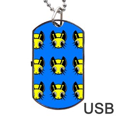 Yellow And Blue Firefies Dog Tag Usb Flash (two Sides)  by Valentinaart