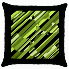 Green Pattern Throw Pillow Case (black) by Valentinaart