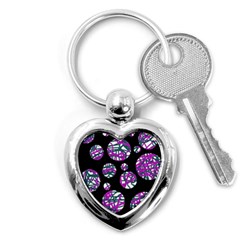 Purple Decorative Design Key Chains (heart)  by Valentinaart