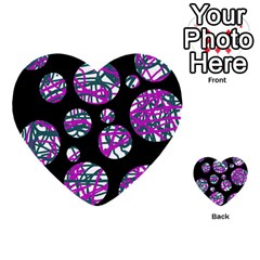 Purple Decorative Design Multi-purpose Cards (heart) 