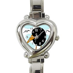 Black Raven Heart Italian Charm Watch by Valentinaart