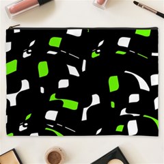 Green, Black And White Pattern Cosmetic Bag (xxxl)  by Valentinaart