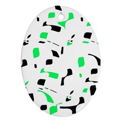 Green, Black And White Pattern Oval Ornament (two Sides) by Valentinaart