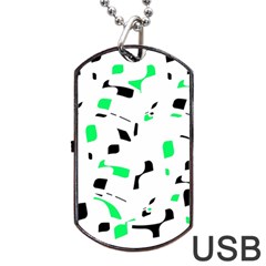 Green, Black And White Pattern Dog Tag Usb Flash (one Side)