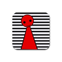 Red Pawn Rubber Square Coaster (4 Pack)  by Valentinaart