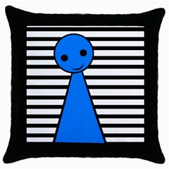 Blue Pawn Throw Pillow Case (black) by Valentinaart