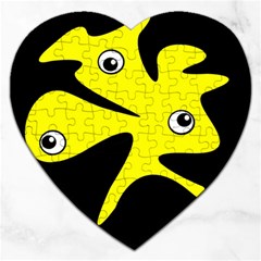 Yellow Amoeba Jigsaw Puzzle (heart) by Valentinaart