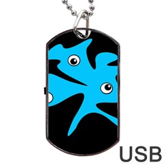 Blue Amoeba Dog Tag Usb Flash (one Side) by Valentinaart