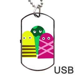 Three Mosters Dog Tag Usb Flash (one Side) by Valentinaart