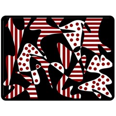 Red, Black And White Abstraction Double Sided Fleece Blanket (large)  by Valentinaart