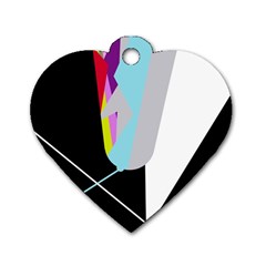 Colorful Abstraction Dog Tag Heart (two Sides) by Valentinaart