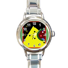 Abstract Design Round Italian Charm Watch by Valentinaart