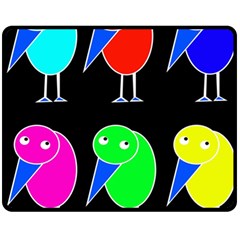 Colorful Birds Fleece Blanket (medium)  by Valentinaart