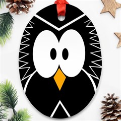 Black Owl Oval Ornament (two Sides)