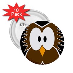 Brown Simple Owl 2 25  Buttons (10 Pack)  by Valentinaart