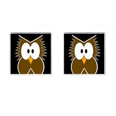 Brown Simple Owl Cufflinks (square) by Valentinaart