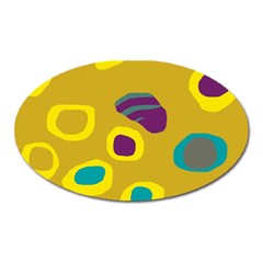 Yellow Abstraction Oval Magnet by Valentinaart