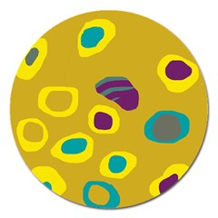 Yellow Abstraction Magnet 5  (round) by Valentinaart