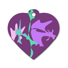 Purple Amoeba Abstraction Dog Tag Heart (two Sides) by Valentinaart