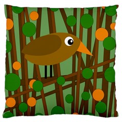 Brown Bird Large Cushion Case (one Side) by Valentinaart