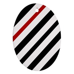 Red, Black And White Lines Oval Ornament (two Sides) by Valentinaart