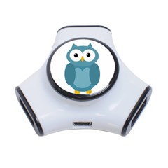 Cute Blue Owl 3-port Usb Hub by Valentinaart