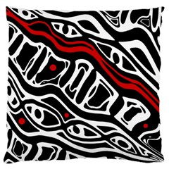 Red, Black And White Abstract Art Large Flano Cushion Case (two Sides) by Valentinaart