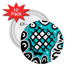 Cyan High Art Abstraction 2 25  Buttons (10 Pack)  by Valentinaart