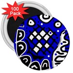 Blue high art abstraction 3  Magnets (100 pack) Front