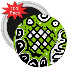 Green High Art Abstraction 3  Magnets (100 Pack)