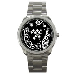 Black And White High Art Abstraction Sport Metal Watch